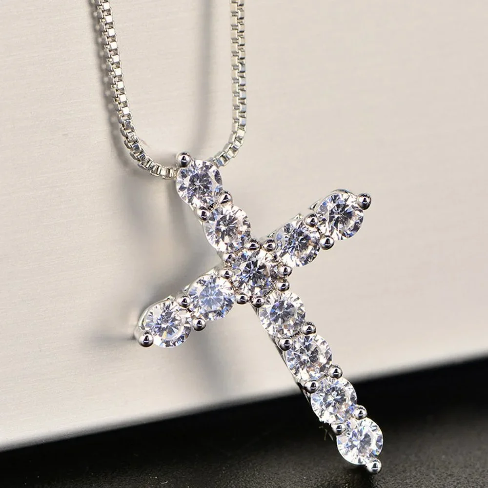 Certified 3.3ct. t.w. Moissanite Diamond Cross Pendant Necklace NEW